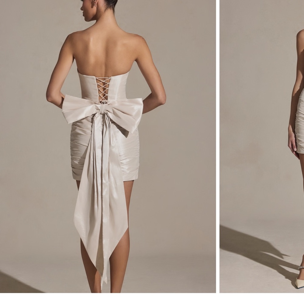 Viviana
Bow-Detail Strapless Mini Dress in Ivory